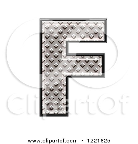 Clipart of a 3d Diamond Plate Capital Letter F - Royalty Free Illustration by chrisroll