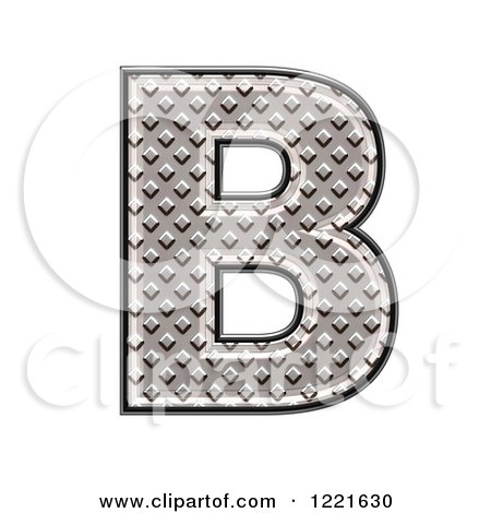 Clipart of a 3d Diamond Plate Capital Letter B - Royalty Free Illustration by chrisroll