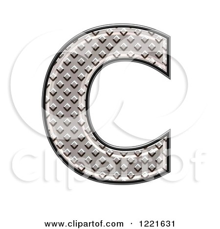 Clipart of a 3d Diamond Plate Capital Letter C - Royalty Free Illustration by chrisroll