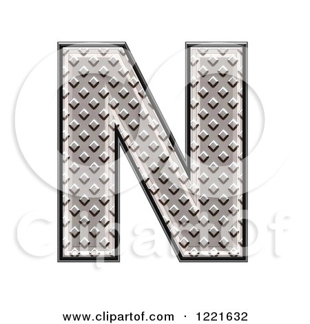 Clipart of a 3d Diamond Plate Capital Letter N - Royalty Free Illustration by chrisroll
