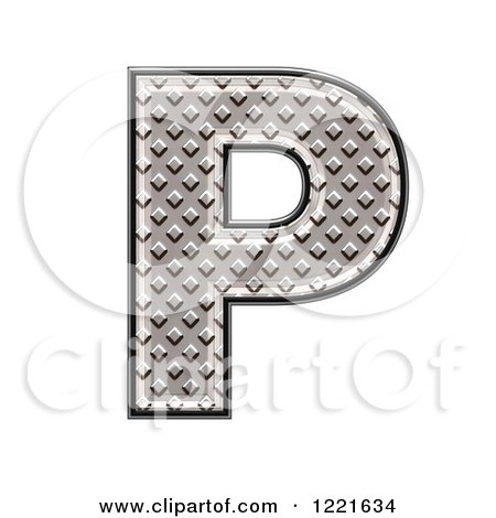 Clipart of a 3d Diamond Plate Capital Letter P - Royalty Free Illustration by chrisroll