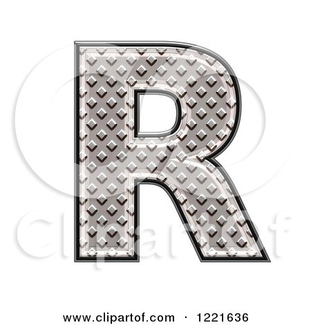 Clipart of a 3d Diamond Plate Capital Letter R - Royalty Free Illustration by chrisroll