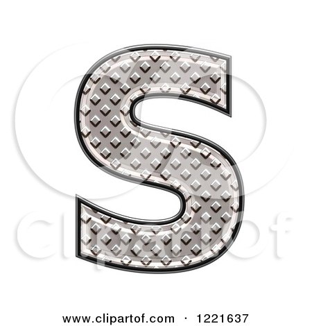 Clipart of a 3d Diamond Plate Capital Letter S - Royalty Free Illustration by chrisroll