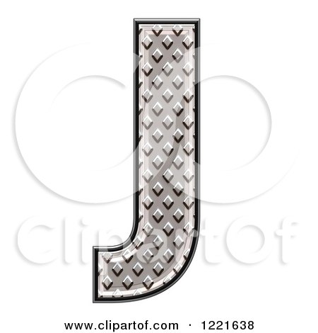 Clipart of a 3d Diamond Plate Capital Letter J - Royalty Free Illustration by chrisroll