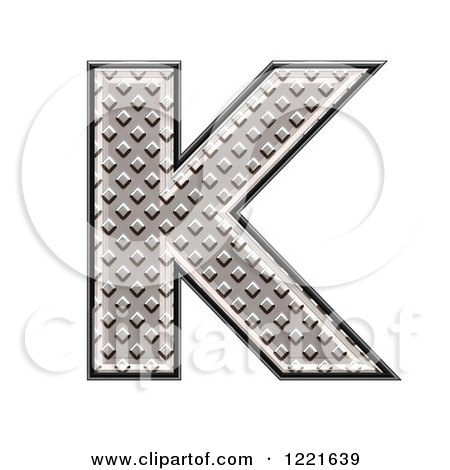 Clipart of a 3d Diamond Plate Capital Letter K - Royalty Free Illustration by chrisroll