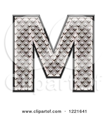 Clipart of a 3d Diamond Plate Capital Letter M - Royalty Free Illustration by chrisroll