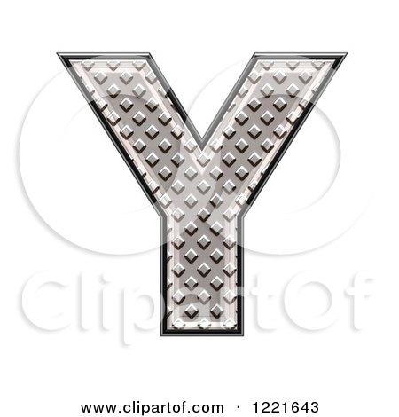 Clipart of a 3d Diamond Plate Capital Letter Y - Royalty Free Illustration by chrisroll