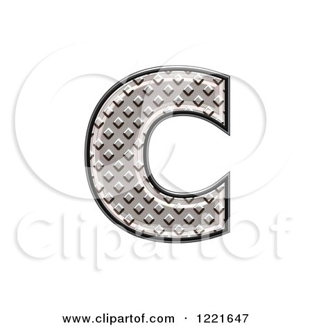 Clipart of a 3d Diamond Plate Lowercase Letter C - Royalty Free Illustration by chrisroll
