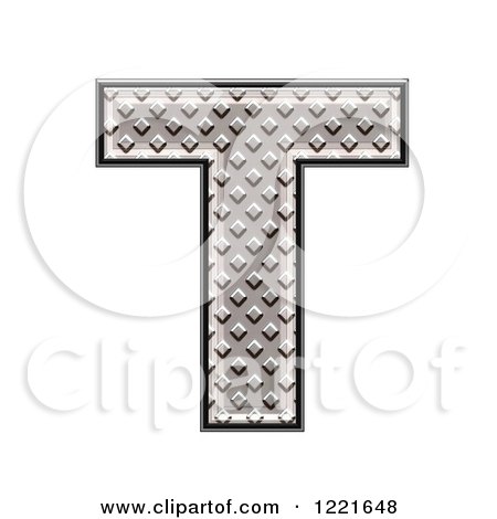 Clipart of a 3d Diamond Plate Capital Letter T - Royalty Free Illustration by chrisroll