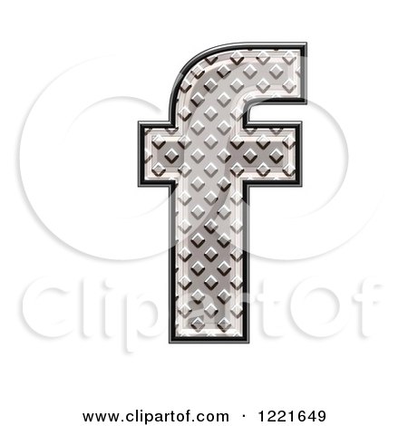 Clipart of a 3d Diamond Plate Lowercase Letter F - Royalty Free Illustration by chrisroll