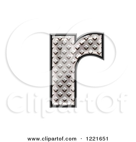 Clipart of a 3d Diamond Plate Lowercase Letter R - Royalty Free Illustration by chrisroll