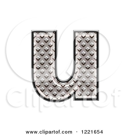 Clipart of a 3d Diamond Plate Lowercase Letter U - Royalty Free Illustration by chrisroll