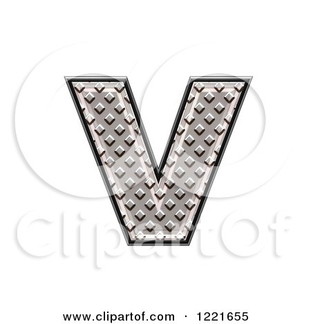 Clipart of a 3d Diamond Plate Lowercase Letter V - Royalty Free Illustration by chrisroll