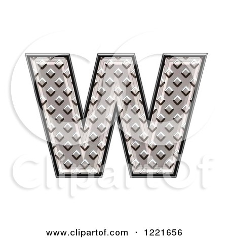 Clipart of a 3d Diamond Plate Lowercase Letter W - Royalty Free Illustration by chrisroll