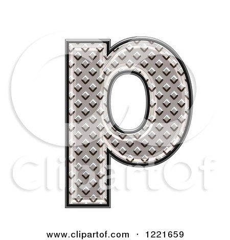 Clipart of a 3d Diamond Plate Lowercase Letter P - Royalty Free Illustration by chrisroll