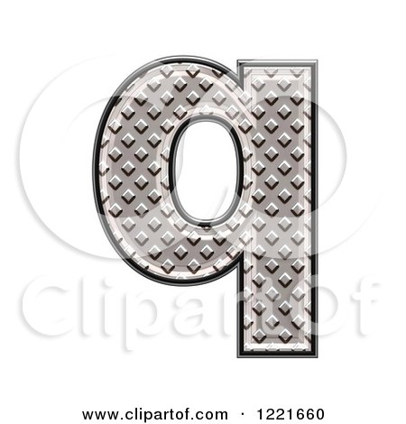 Clipart of a 3d Diamond Plate Lowercase Letter Q - Royalty Free Illustration by chrisroll
