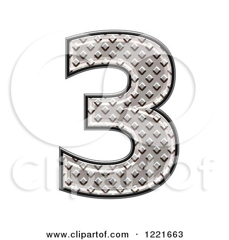 Clipart of a 3d Diamond Plate Number 3 - Royalty Free Illustration by chrisroll
