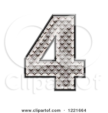 Clipart of a 3d Diamond Plate Number 4 - Royalty Free Illustration by chrisroll