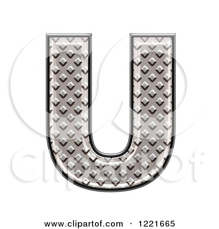 Clipart of a 3d Diamond Plate Capital Letter U - Royalty Free Illustration by chrisroll