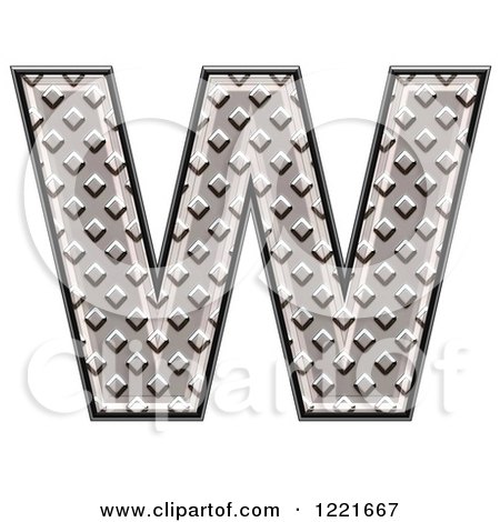 Clipart of a 3d Diamond Plate Capital Letter W - Royalty Free Illustration by chrisroll