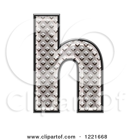 Clipart of a 3d Diamond Plate Lowercase Letter H - Royalty Free Illustration by chrisroll