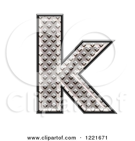 Clipart of a 3d Diamond Plate Lowercase Letter K - Royalty Free Illustration by chrisroll