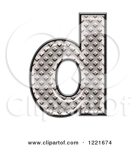 Clipart of a 3d Diamond Plate Lowercase Letter D - Royalty Free Illustration by chrisroll
