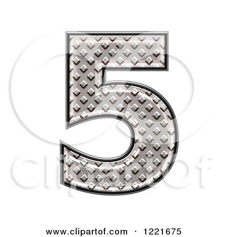 Clipart of a 3d Diamond Plate Number 5 - Royalty Free Illustration by chrisroll
