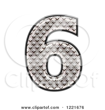 Clipart of a 3d Diamond Plate Number 6 - Royalty Free Illustration by chrisroll