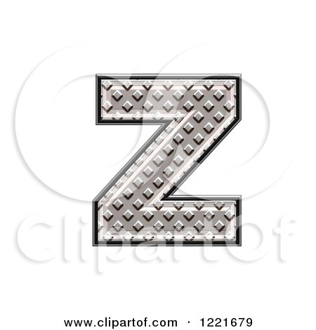 Clipart of a 3d Diamond Plate Lowercase Letter Z - Royalty Free Illustration by chrisroll