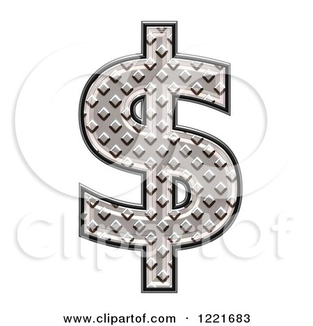 Clipart of a 3d Diamond Plate Dollar Symbol - Royalty Free Illustration by chrisroll