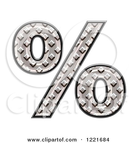 Clipart of a 3d Diamond Plate Percent Symbol - Royalty Free Illustration by chrisroll