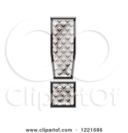 Clipart of a 3d Diamond Plate Exclamation Point Symbol - Royalty Free Illustration by chrisroll