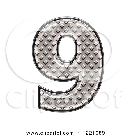 Clipart of a 3d Diamond Plate Number 9 - Royalty Free Illustration by chrisroll