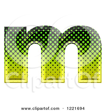 Clipart of a 3d Gradient Green and Black Halftone Lowercase Letter M - Royalty Free Illustration by chrisroll