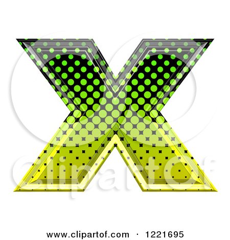 Clipart of a 3d Gradient Green and Black Halftone Capital Letter X - Royalty Free Illustration by chrisroll