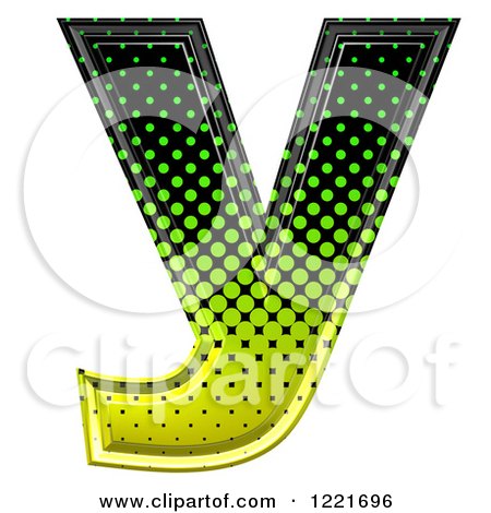 Clipart of a 3d Gradient Green and Black Halftone Lowercase Letter Y - Royalty Free Illustration by chrisroll