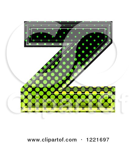 Clipart of a 3d Gradient Green and Black Halftone Lowercase Letter Z - Royalty Free Illustration by chrisroll
