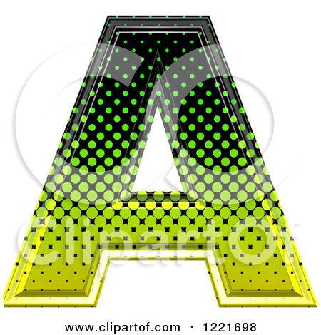 Clipart of a 3d Gradient Green and Black Halftone Capital Letter a - Royalty Free Illustration by chrisroll