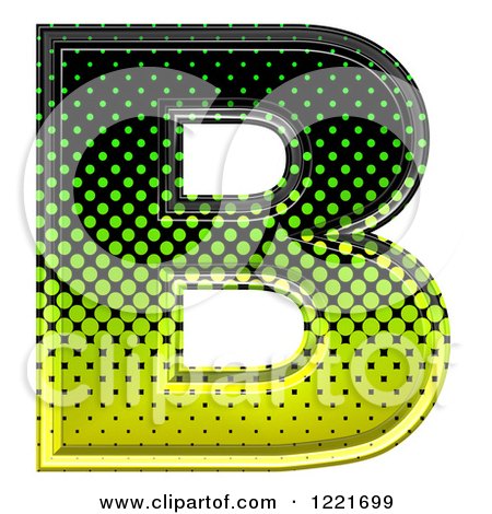 Clipart of a 3d Gradient Green and Black Halftone Capital Letter B - Royalty Free Illustration by chrisroll