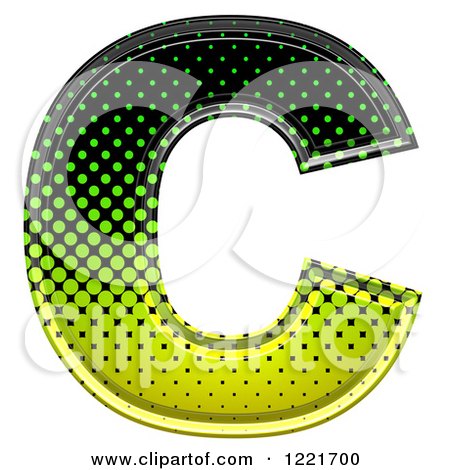 Clipart of a 3d Gradient Green and Black Halftone Capital Letter C - Royalty Free Illustration by chrisroll