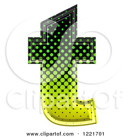 Clipart of a 3d Gradient Green and Black Halftone Lowercase Letter T - Royalty Free Illustration by chrisroll