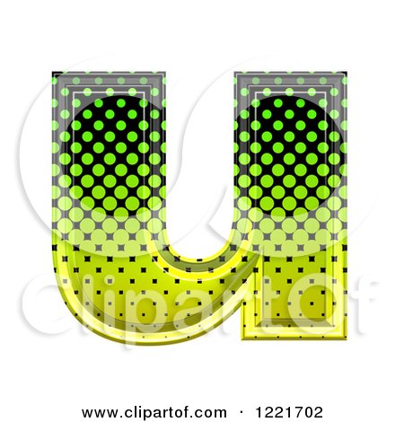 Clipart of a 3d Gradient Green and Black Halftone Lowercase Letter U - Royalty Free Illustration by chrisroll