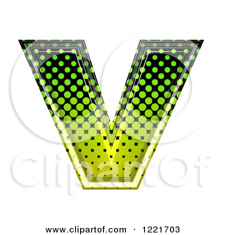 Clipart of a 3d Gradient Green and Black Halftone Lowercase Letter V - Royalty Free Illustration by chrisroll