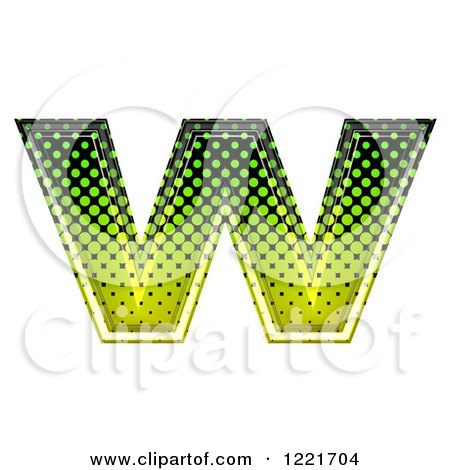 Clipart of a 3d Gradient Green and Black Halftone Lowercase Letter W - Royalty Free Illustration by chrisroll