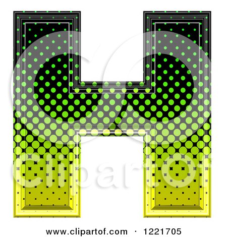 Clipart of a 3d Gradient Green and Black Halftone Capital Letter H - Royalty Free Illustration by chrisroll
