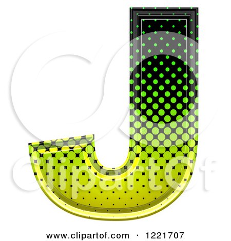 Clipart of a 3d Gradient Green and Black Halftone Capital Letter J - Royalty Free Illustration by chrisroll