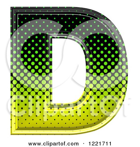 Clipart of a 3d Gradient Green and Black Halftone Capital Letter D - Royalty Free Illustration by chrisroll