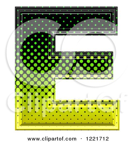 Clipart of a 3d Gradient Green and Black Halftone Capital Letter E - Royalty Free Illustration by chrisroll