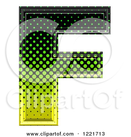 Clipart of a 3d Gradient Green and Black Halftone Capital Letter F - Royalty Free Illustration by chrisroll